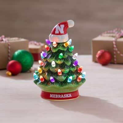 8" LED Ceramic Tabletop Christmas Tree, University of Nebraska