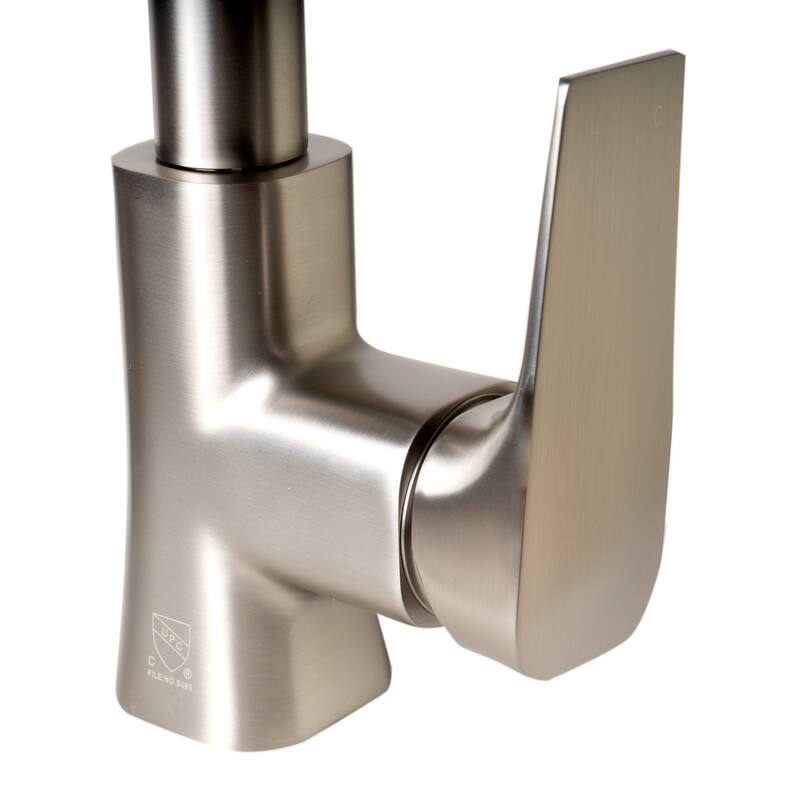 Brushed Nickel Square Gooseneck Pull Down Kitchen Faucet