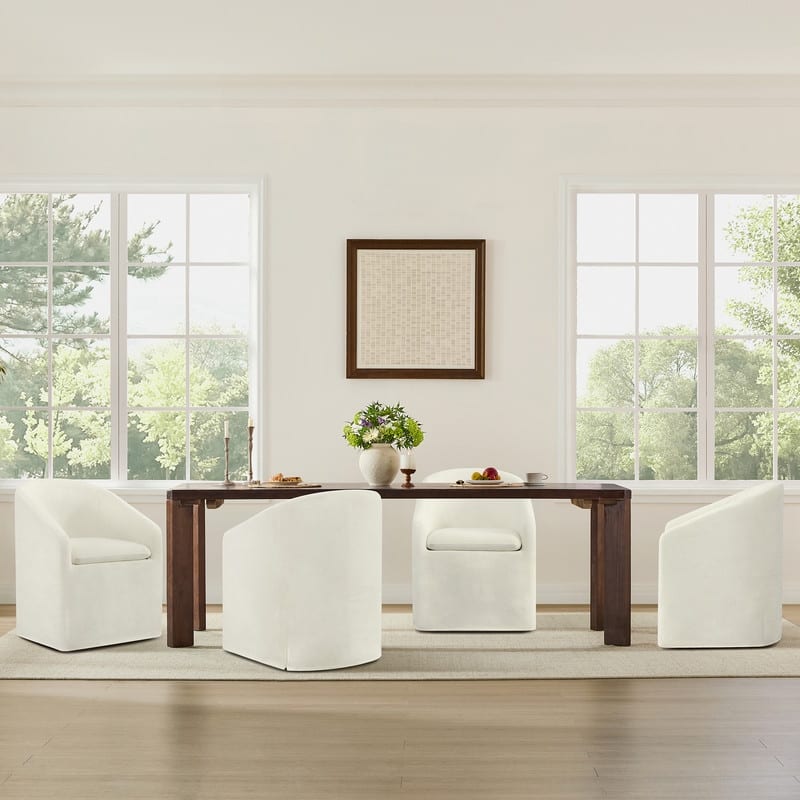 Spruce & Spring Modern Upholstered Dining Chair with Casters & Removable Slipcover