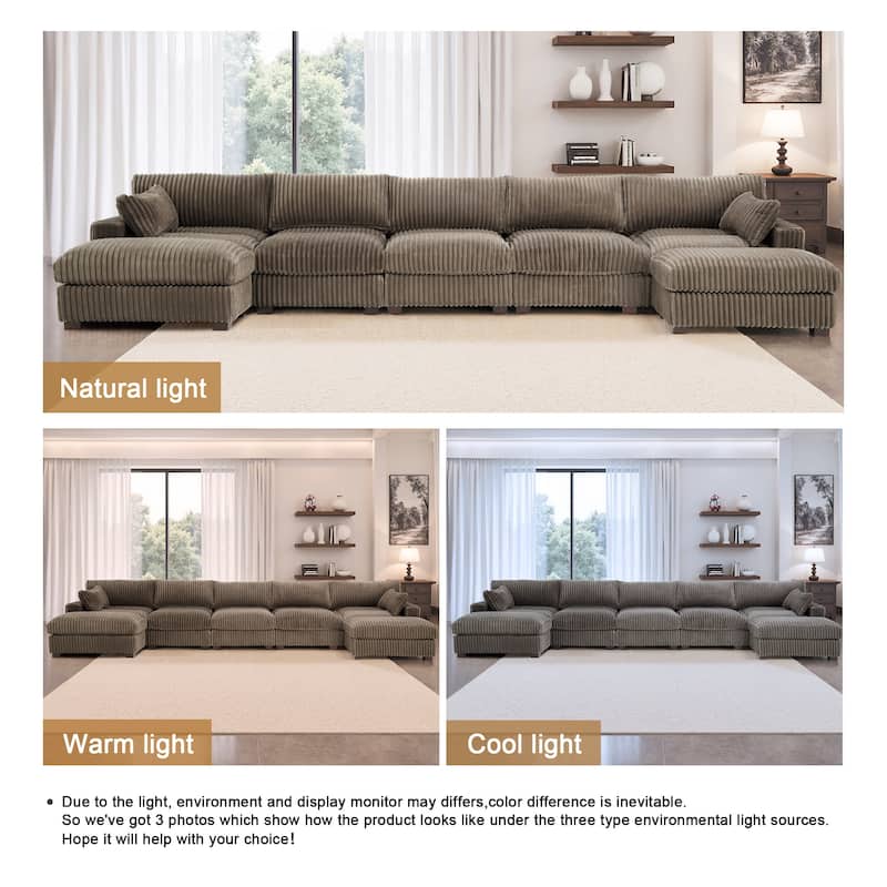Oversized U-shaped Plush Modular Sectional Sofa Set