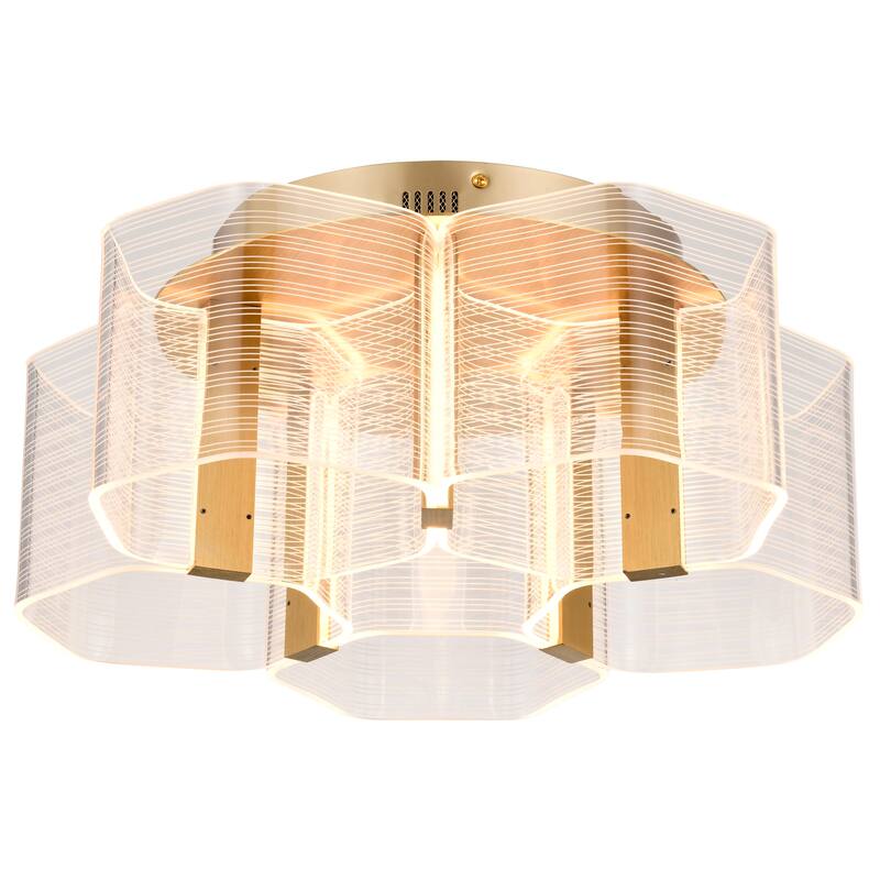 Kenzo LED 5 Light Flush Mount Vintage Brass Finish Light Guide Panel - Polished Anodized Bronze