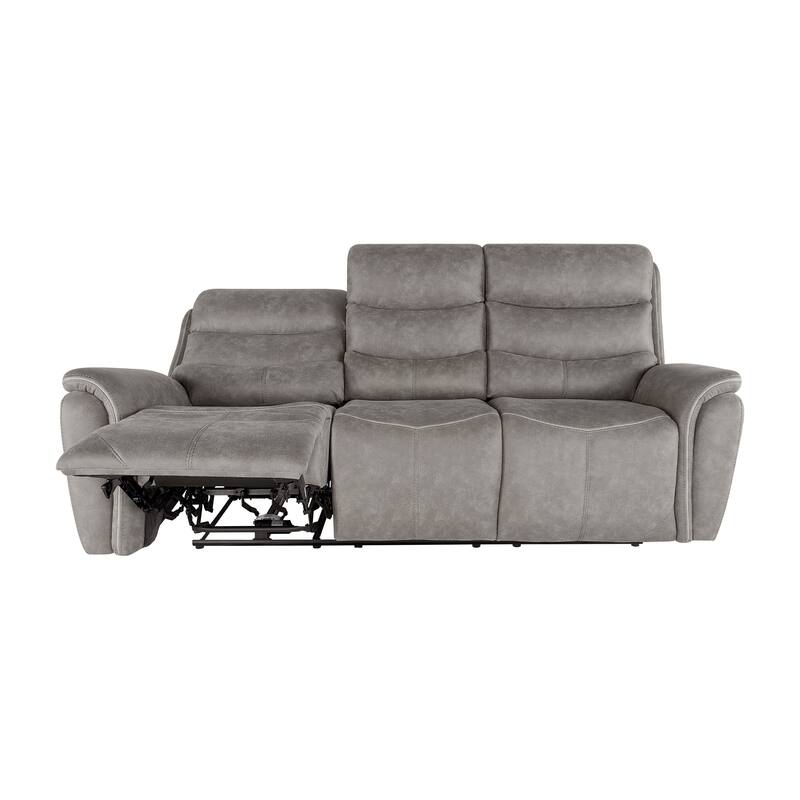 Folu Power Reclining Sofa, 86 Inch, Gray Fabric Upholstery, USB Ports