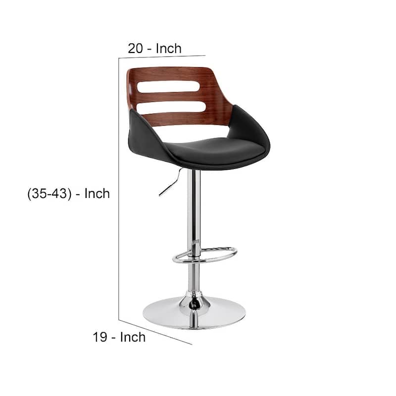 Faux Leather Adjustable Swivel Bar Stool - 19 L x 20 W x 35 H Inches
