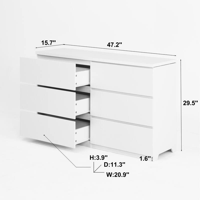 6 Drawer Dresser, Multi-Functional Wooden Storage Cabinet, Clothes Organizer with 6 Drawers for Bedroom, Hallway