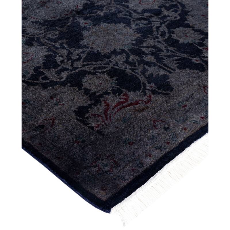 Overdyed One-of-a-Kind Hand-Knotted Area Rug - Navy - 2' 6" x 10' 1"
