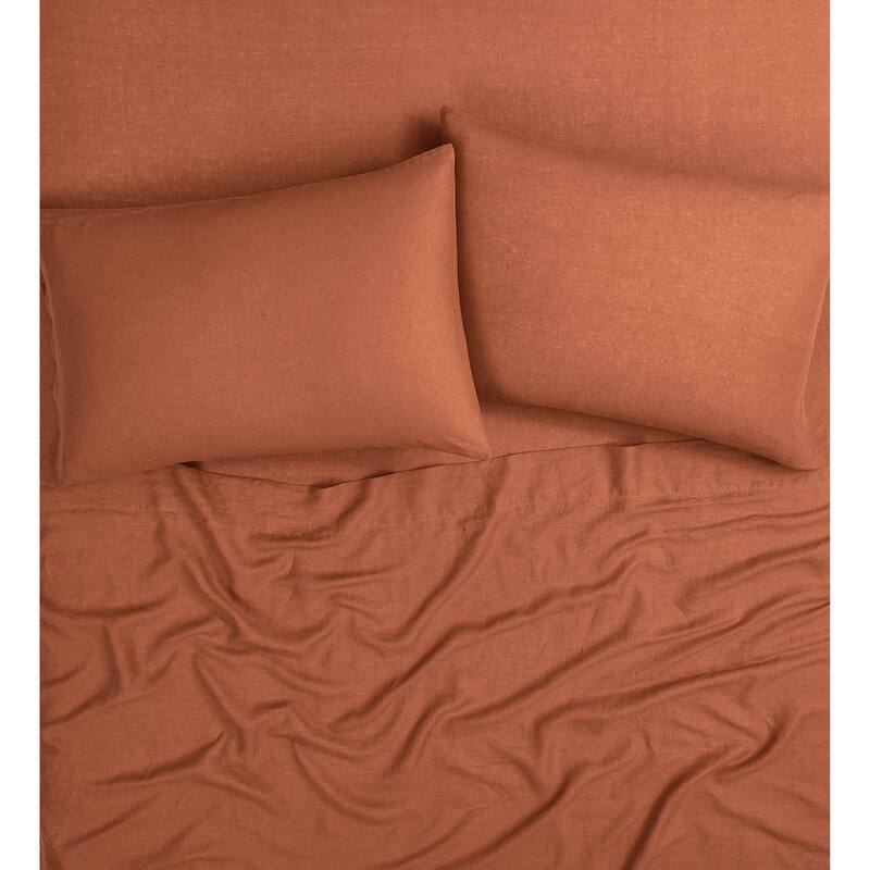 Brooklyn Loom 100% Natural Flax Linen 4-Piece Bed Sheet Set