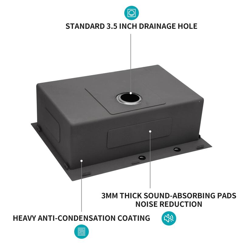 Black Stainless Steel Single Bowl Drop-In Kitchen Sink with Workstation