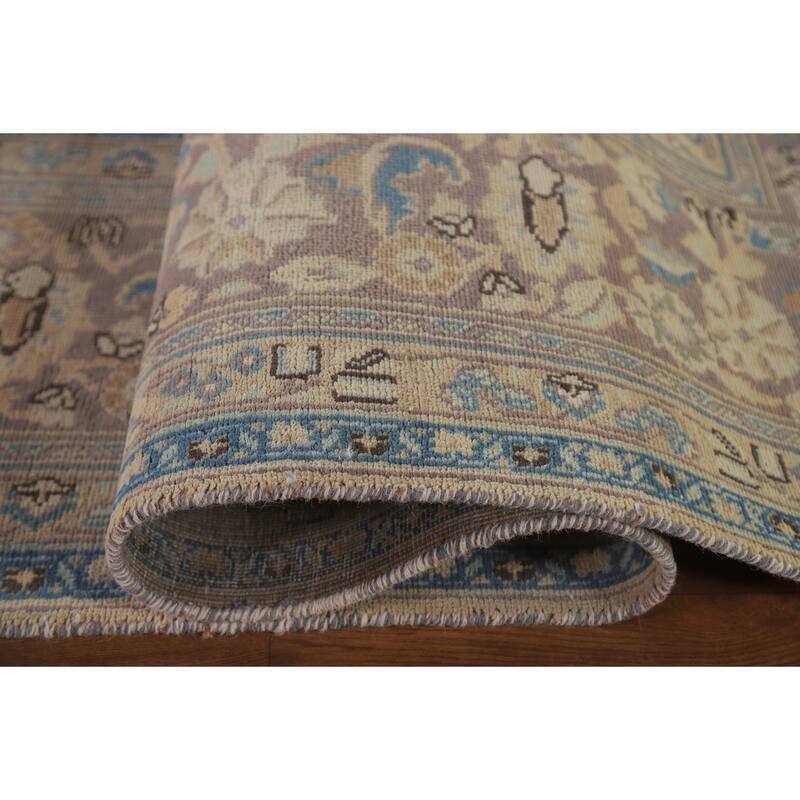 Hand Knotted Oriental 100% Wool Carpet Traditional Floral Yellow & Gold Mashad Area Rug - 12' 8'' X 9' 7''