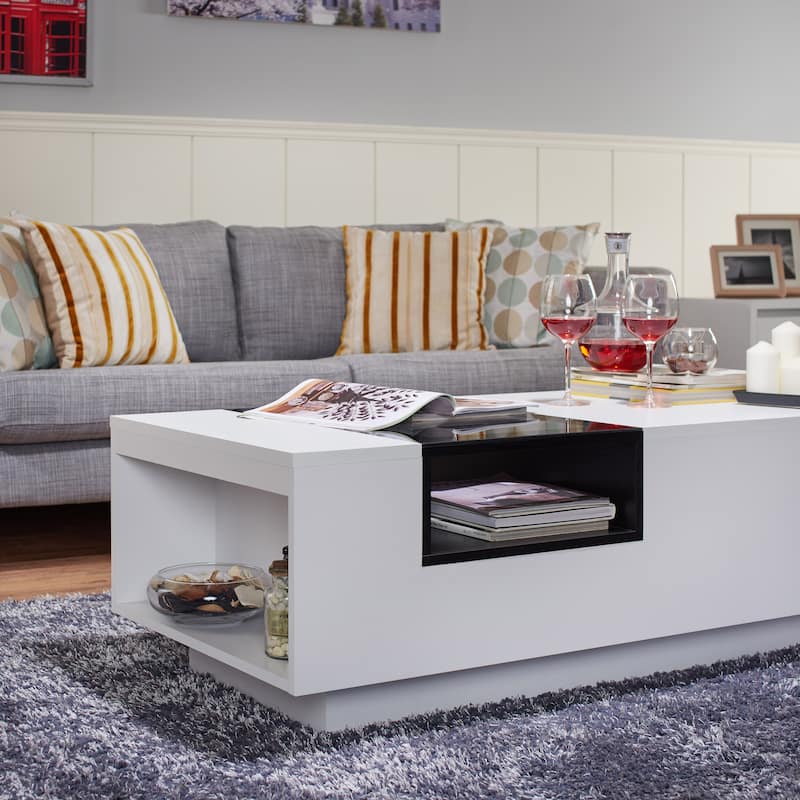 Zace Contemporary White 47-inch 3-Shelf Coffee Table by Furniture of America