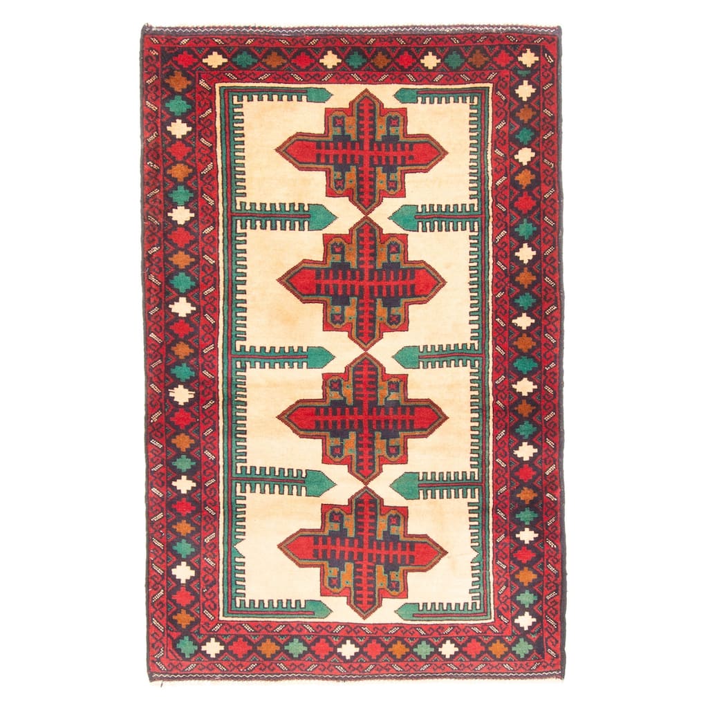 ECARPETGALLERY Hand-knotted Teimani Beige Wool Rug - 2'11 x 4'10