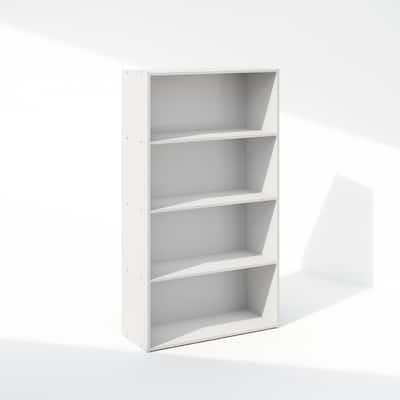 41.7 in. Tall White Wood 4-Shelf Bookcase