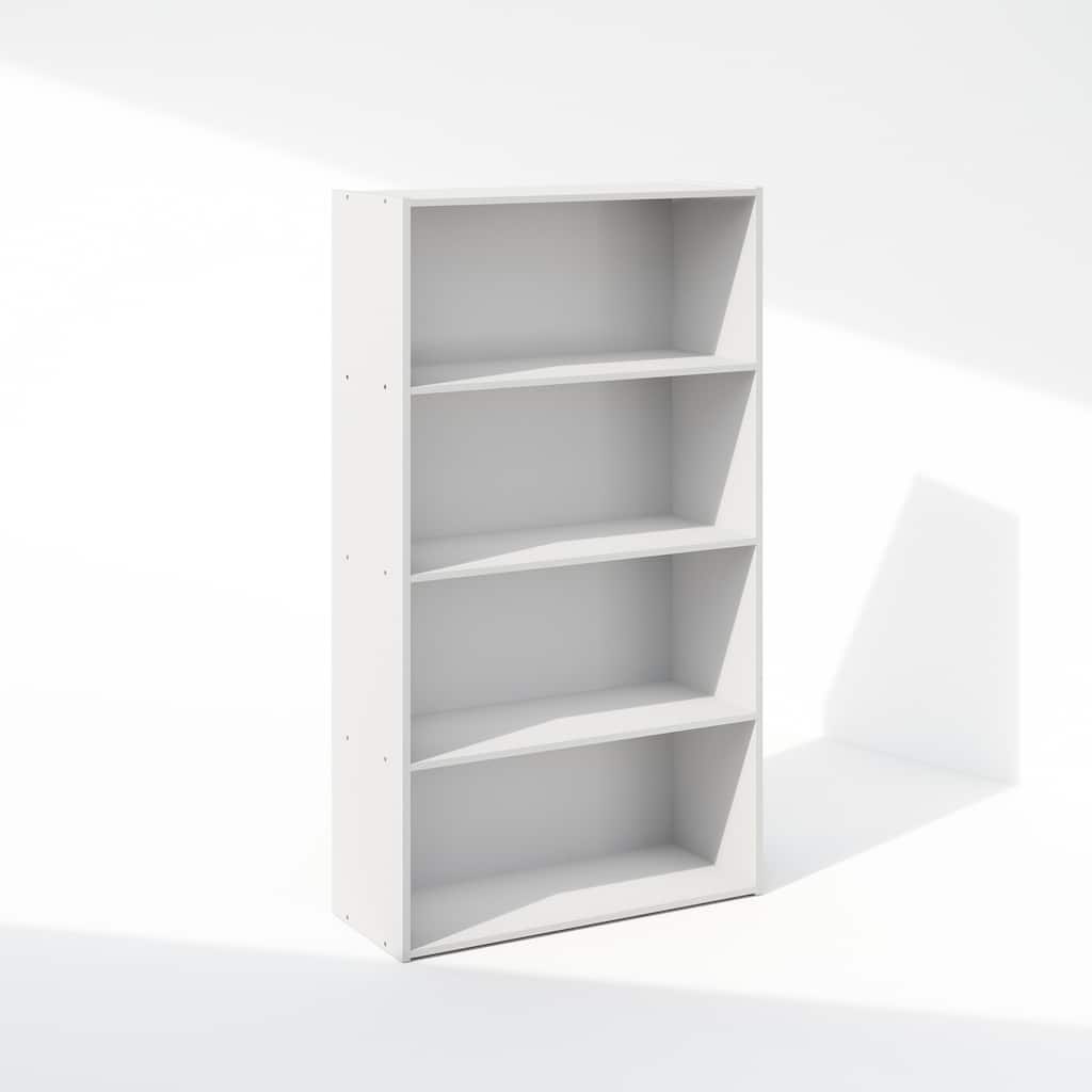 41.7 in. Tall White Wood 4-Shelf Bookcase