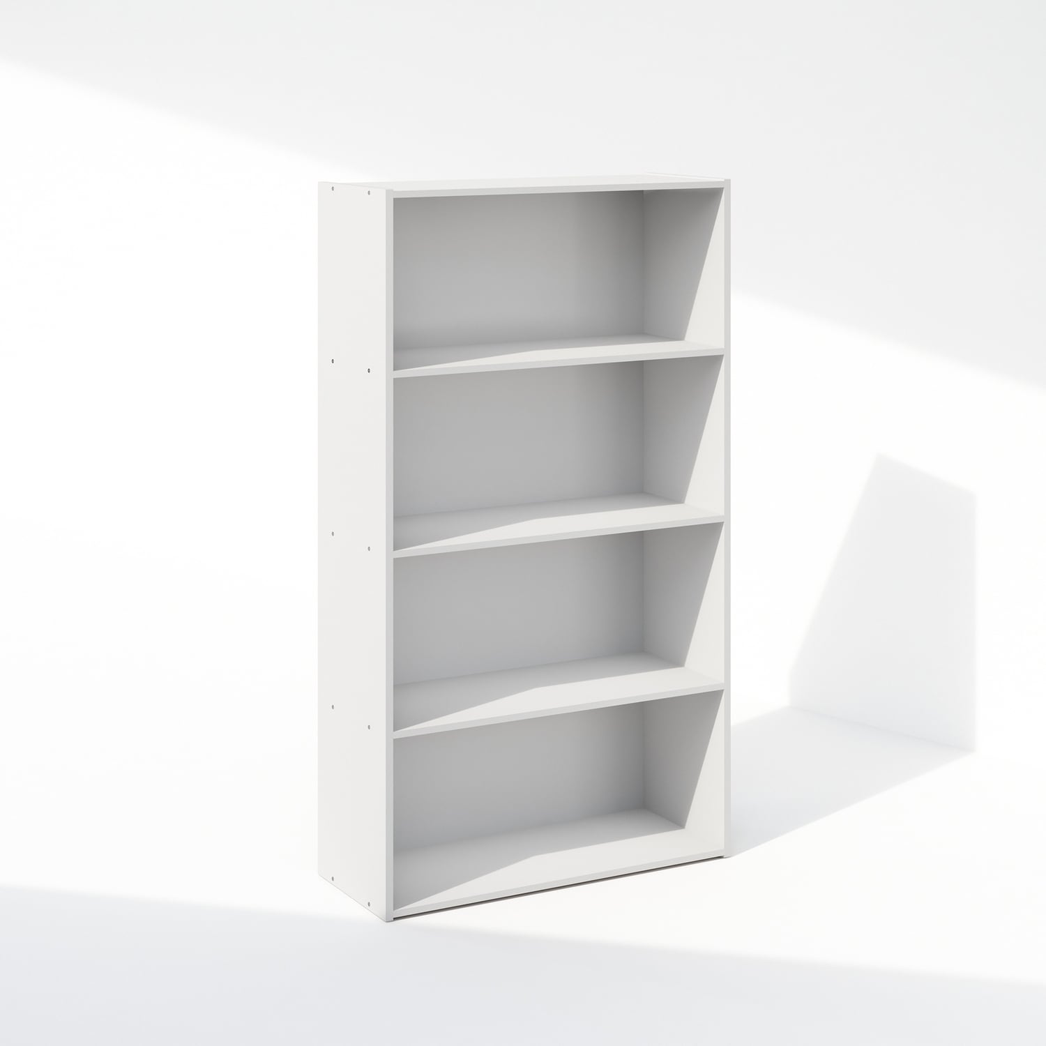 41.7 in. Tall White Wood 4-Shelf Bookcase