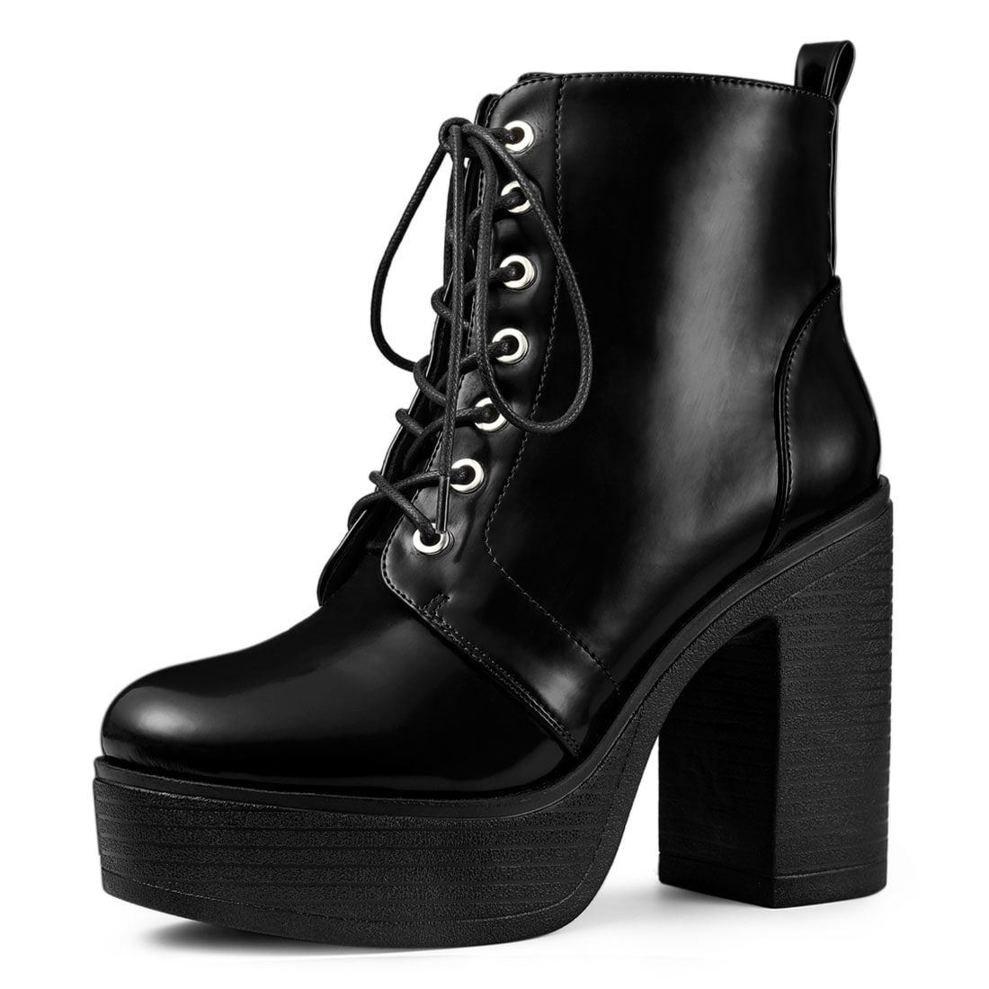 high heel lace up boots