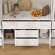 preview thumbnail 5 of 13, Multi-Functional White Kitchen Storage Cabinet with Drawers and Glass Doors, MDF & Metal Hardware