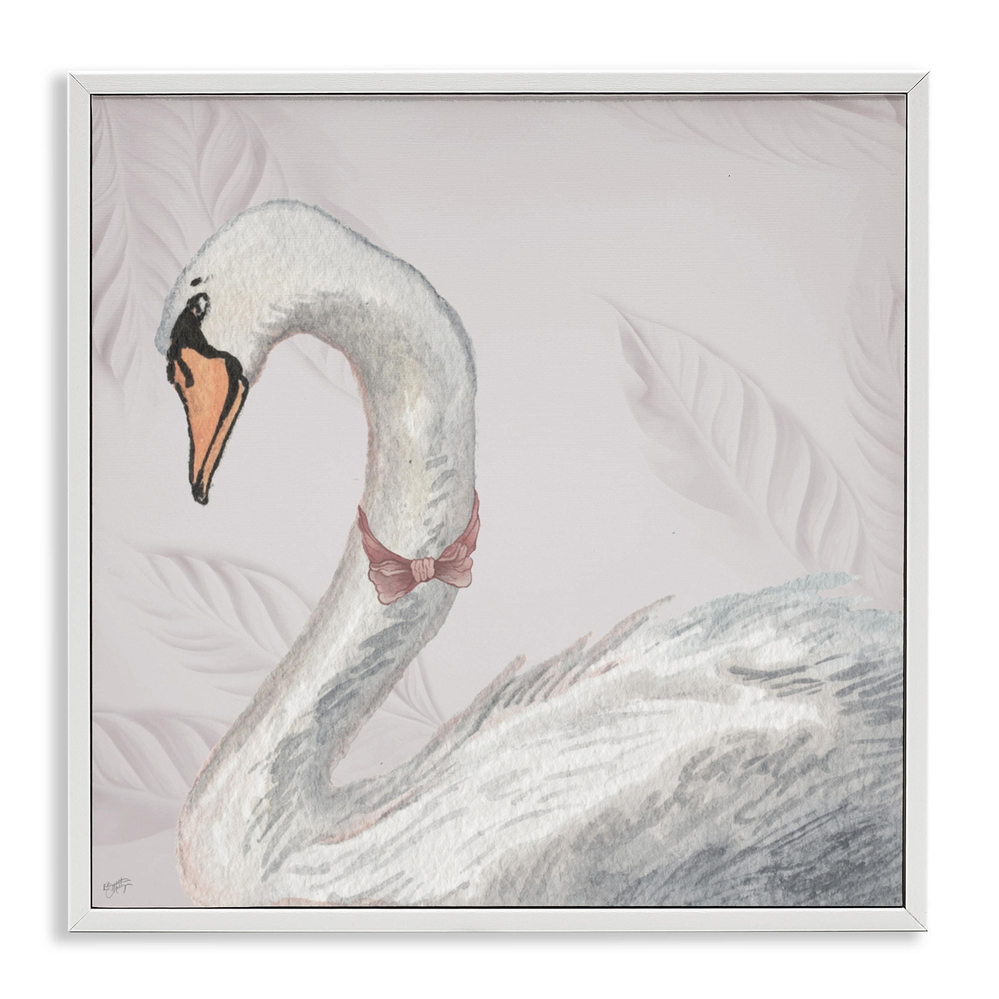 Stupell Soft Classic Swan & Bow Framed Giclee Art Design By Elizabeth Medley