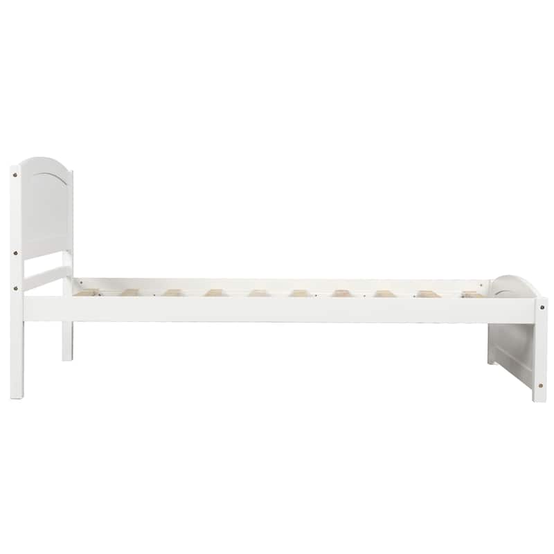 Elegant Twin Bed Frame - Sturdy Pine Wood Platform Bed with Slat Support