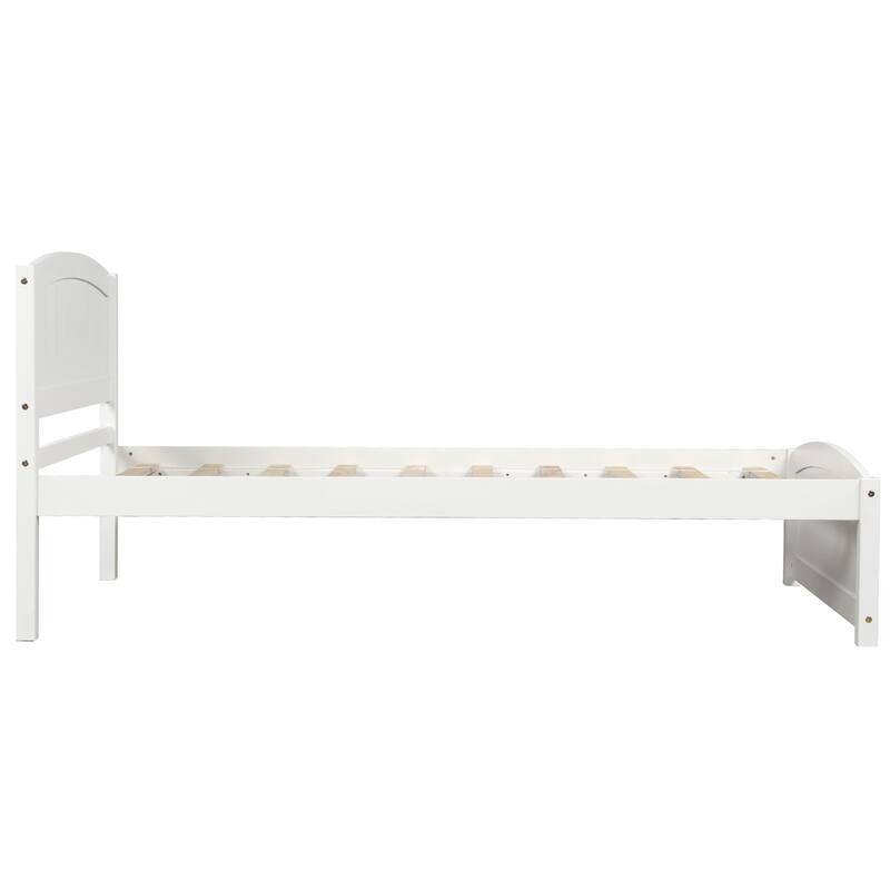 Wood Twin Size Platform Bed Solid Construction Twin Bed Frame