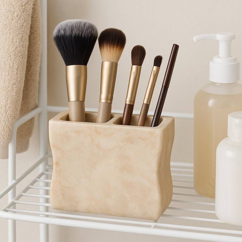 Creative Home Champagne Marble Toothbrush Holder, Tooth Brush Holder - Beige