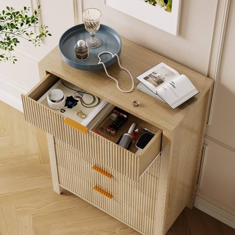 5 Drawer Dresser for Bedroom, 45 Inch Tall Narrow Nightstand, Modern Chest of Drawers, Wooden Storage