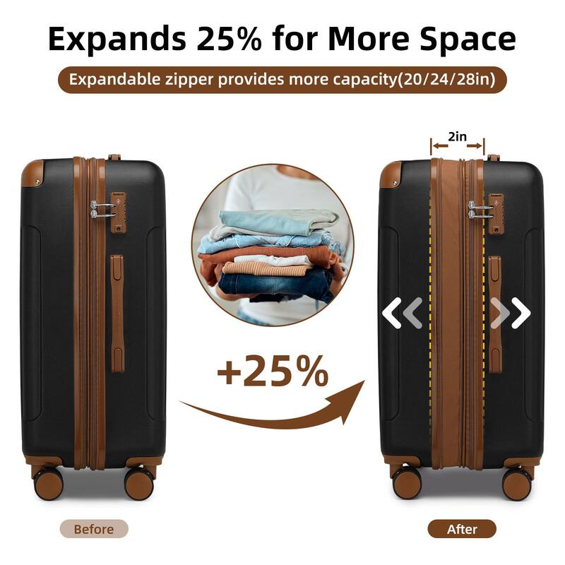 6-Piece, Luggage Sets, Hard-Shell Expandable Luggage with Spinner Wheels and Combination Lock, for Boarding Travel