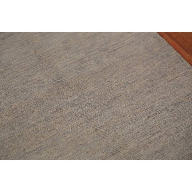 Beige & Gray Gabbeh Modern Rug Handmade Solid Wool Carpet - 2'9" x 4'1"