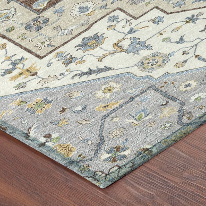 Machine Washable Indoor/ Outdoor Traditional Kolkata Chantille Rug