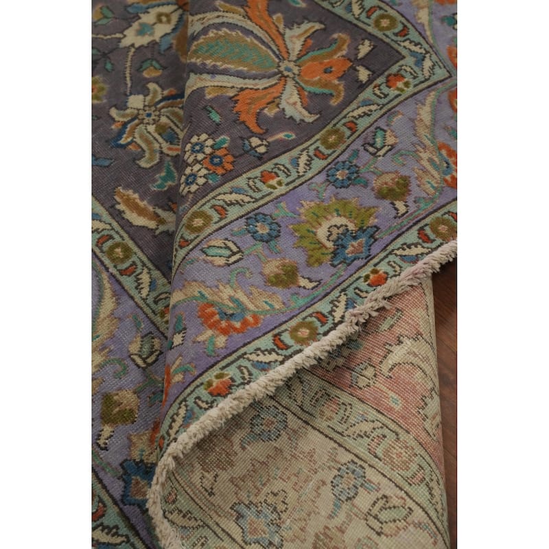 Hand Knotted Oriental 100% Wool Carpet Traditional Floral Purples Tabriz Area Rug - 6' 3'' X 4' 5''