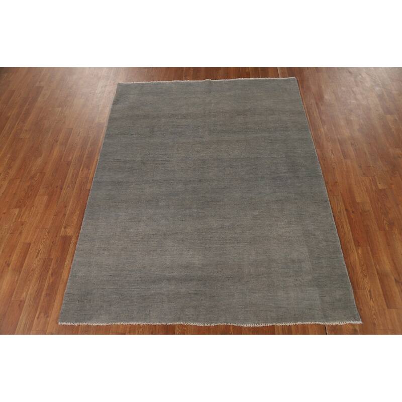 Modern Gabbeh Oriental Rug Hand-Knotted Wool Carpet - 5'1"x 6'6"