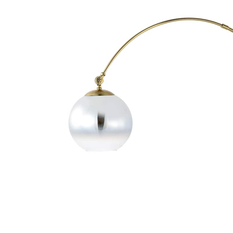 Tavira 71" Coastal Vintage Iron LED Floor Lamp, Brass Gold/White by JONATHAN Y