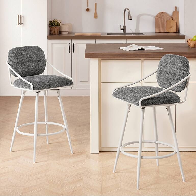Art Leon Mid-century Modern Fabric Swivel Barstool
