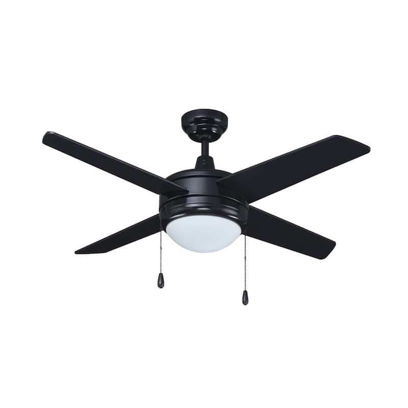 52" Europa IV 4-Blade Ceiling Fan Black Finish with Integrated LED Light - Black