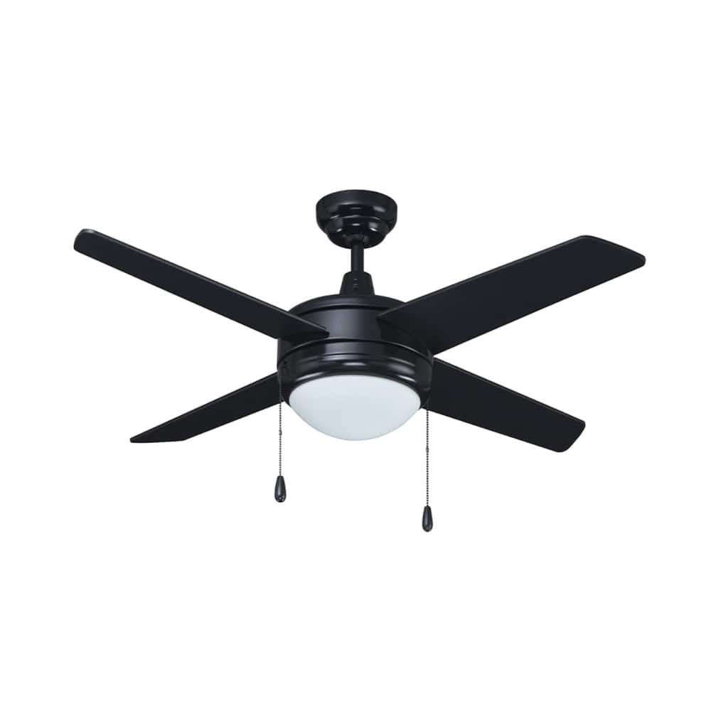 52" Europa IV 4-Blade Ceiling Fan Black Finish with Integrated LED Light
