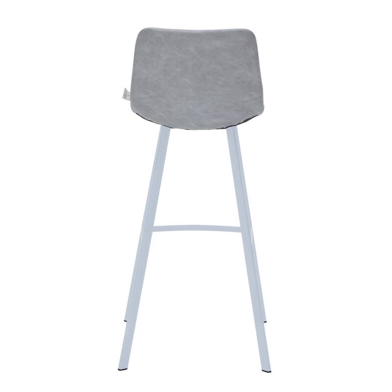 Leather 41" Counter Height Bar Stool with Stainless Steel Legs and Footrest