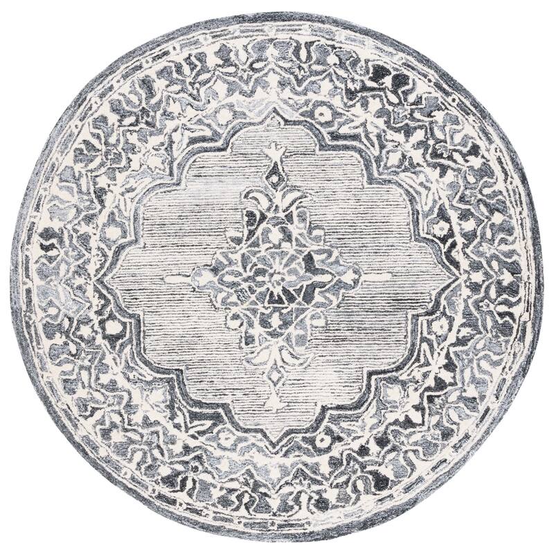 SAFAVIEH Handmade Metro Tallina French Country Wool Rug - 6' Round - Grey/Ivory