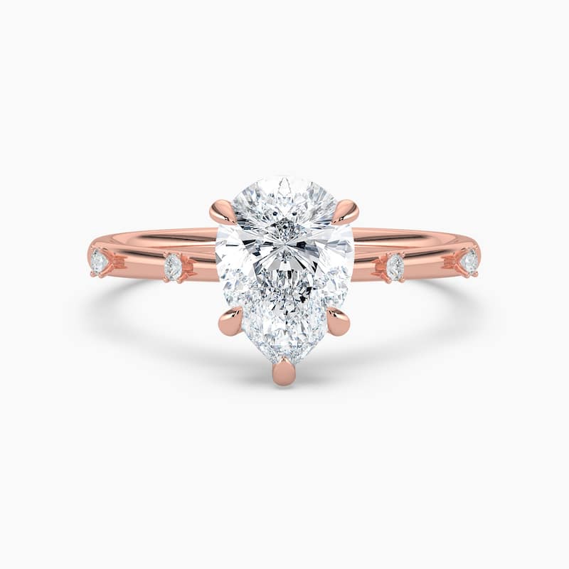 Auriya 14k Gold Petite Diamond Station Pear Lab Grown Engagement Ring 1.00 to 5.00 ct. tw. (F-G, VS) - 4 - 1.50 carats - Rose