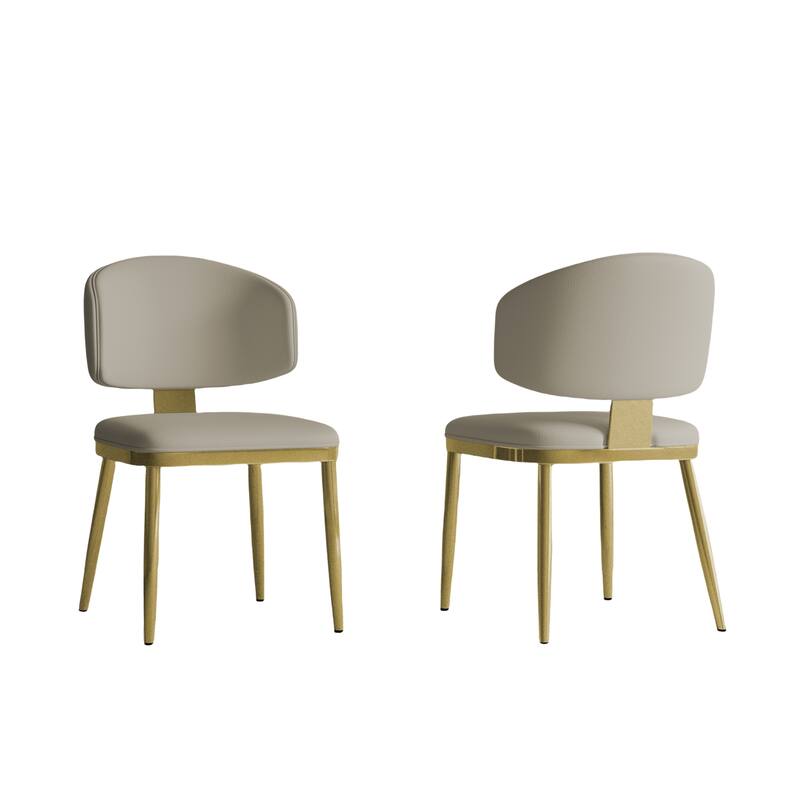 Ergonomic Dining Chairs with Cushioned Seat, Carbon Steel, Set of 2 - Grey