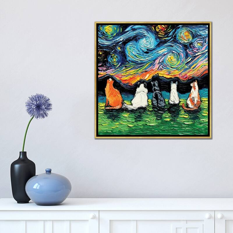 iCanvas "Starry Cats" by Aja Trier Framed Canvas Print