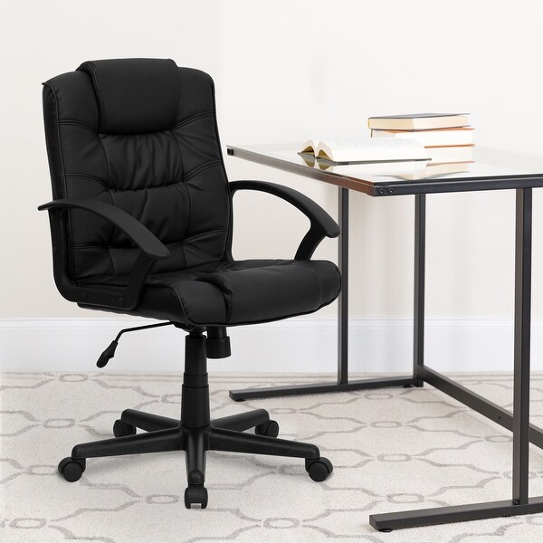 Mid-Back LeatherSoft Ripple &Accent Stitch Upholstered Swivel Office