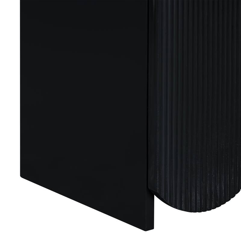 Vertical Stripes & Wavy Storage Cabinet, Sideboard Buffet Cabinet Console Table with 4 Doors and Adjustable Shelving