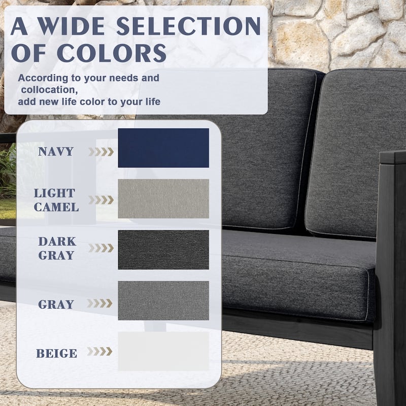 Outdoor Patio Wood Loveseat with Cushion