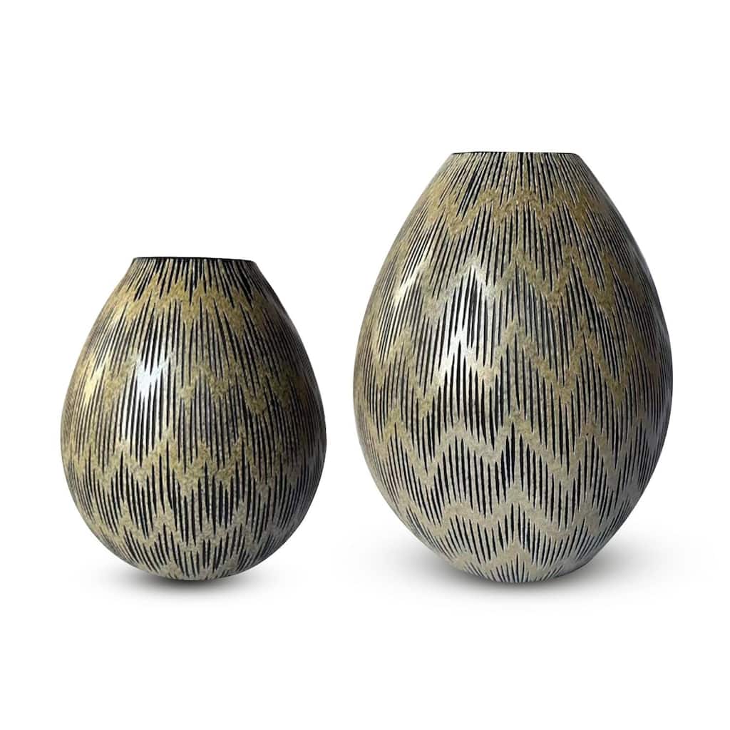 Aria Home Bronze Handblown Glass Set of 2 Modern Decorative Table Vases