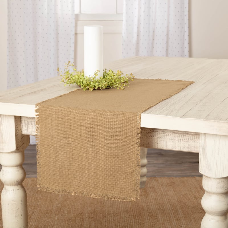 Burlap Fringed Runner