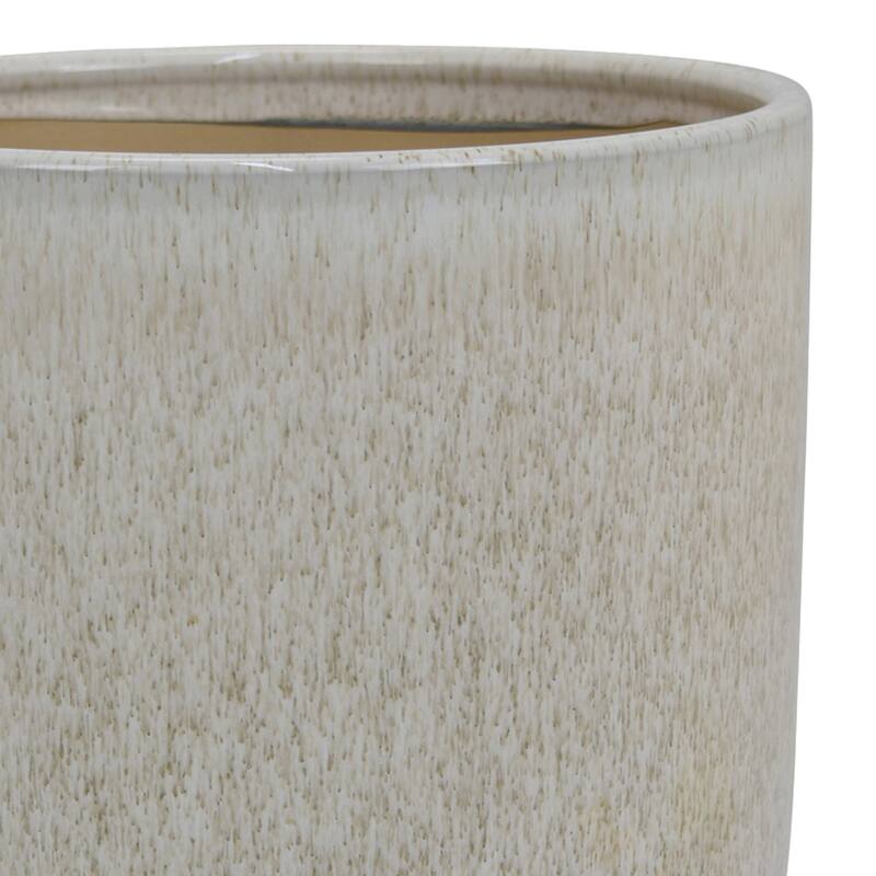 2-Piece Light Grey White Speckled Ceramic Rounded Modern Planter Pot