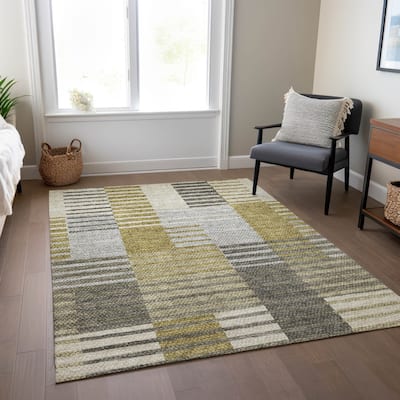 Machine Washable Indoor/ Outdoor Chantille Contemporary Stripes Rug