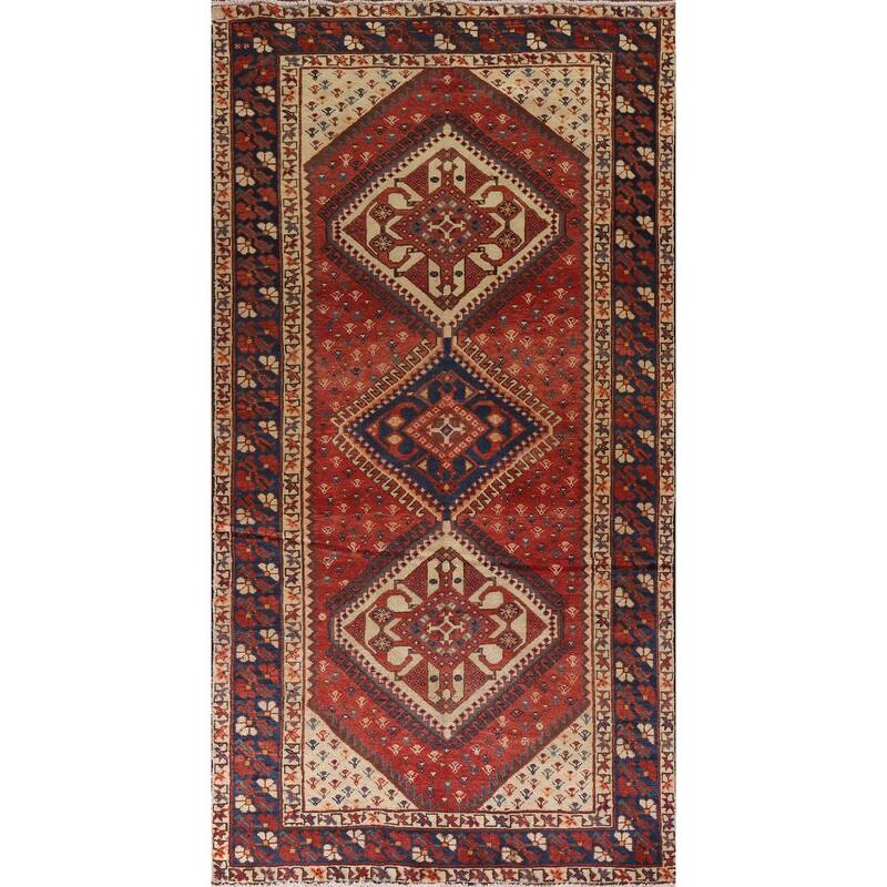 Traditional Bakhtiari Persian Vintage Area Rug Handmade Wool Carpet - 4'11"x 10'1"