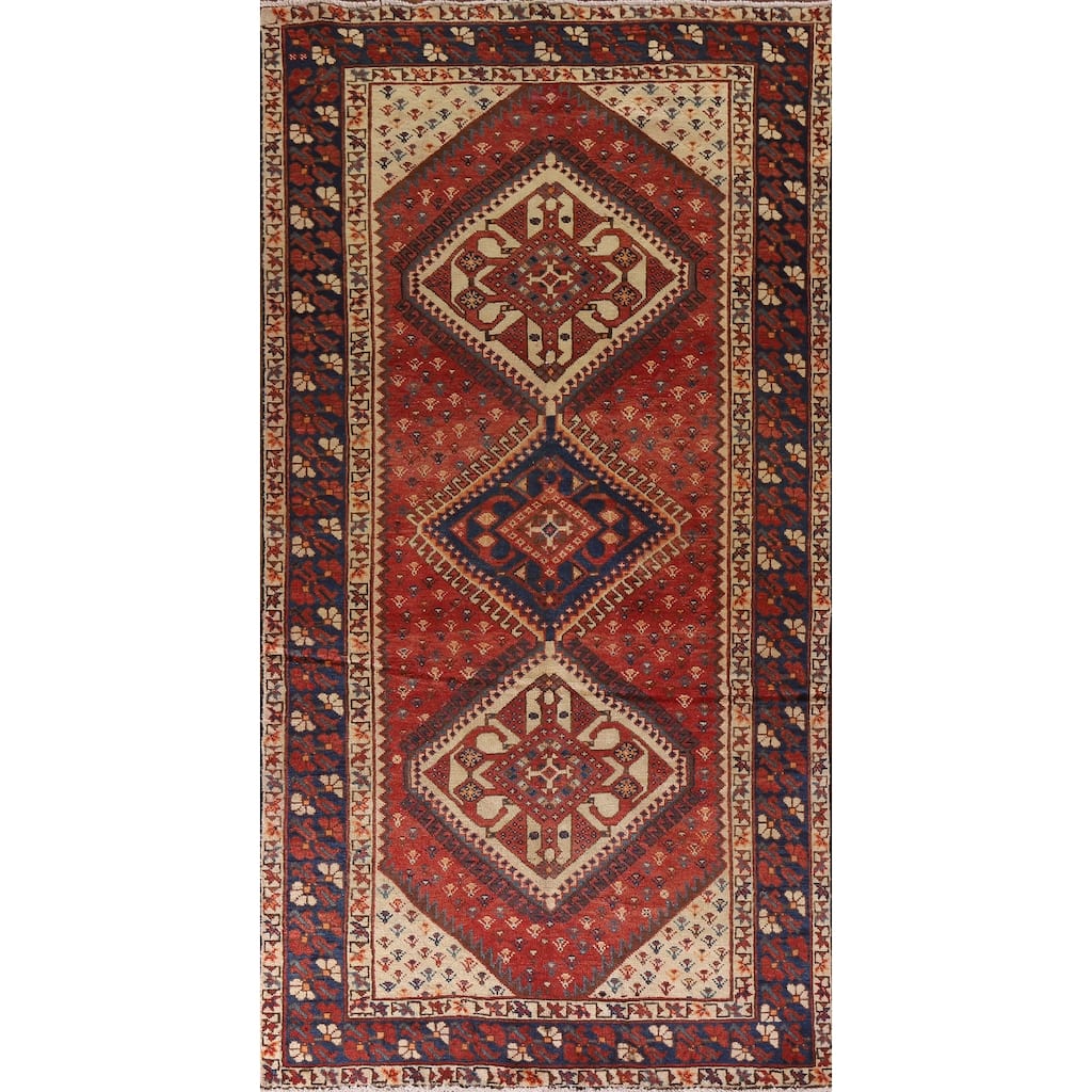 Traditional Bakhtiari Persian Vintage Area Rug Handmade Wool Carpet - 4'11"x 10'1"