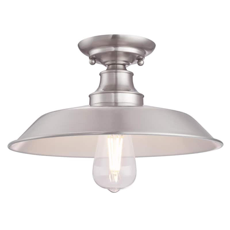 Westinghouse Lighting Iron Hill 12-Inch, One-Light Indoor Semi-Flush Mount Ceiling Fixture - Brushed Nickel
