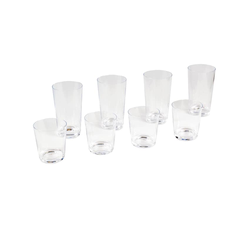 Abode Homewares Simple Acrylic Drinkware Set - Set of 8 - Clear