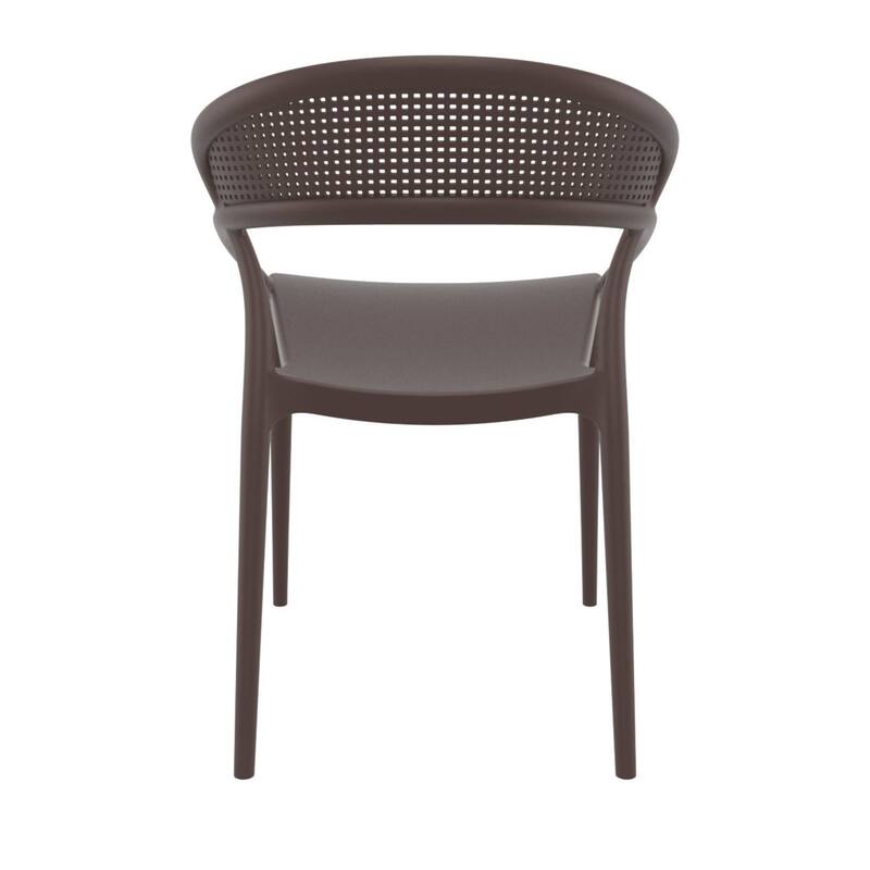32.25" Brown Mesh Outdoor Patio Round Dining Chair